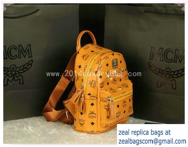 High Quality Replica MCM Stark Backpack Medium in Calf Leather 8003 Camel